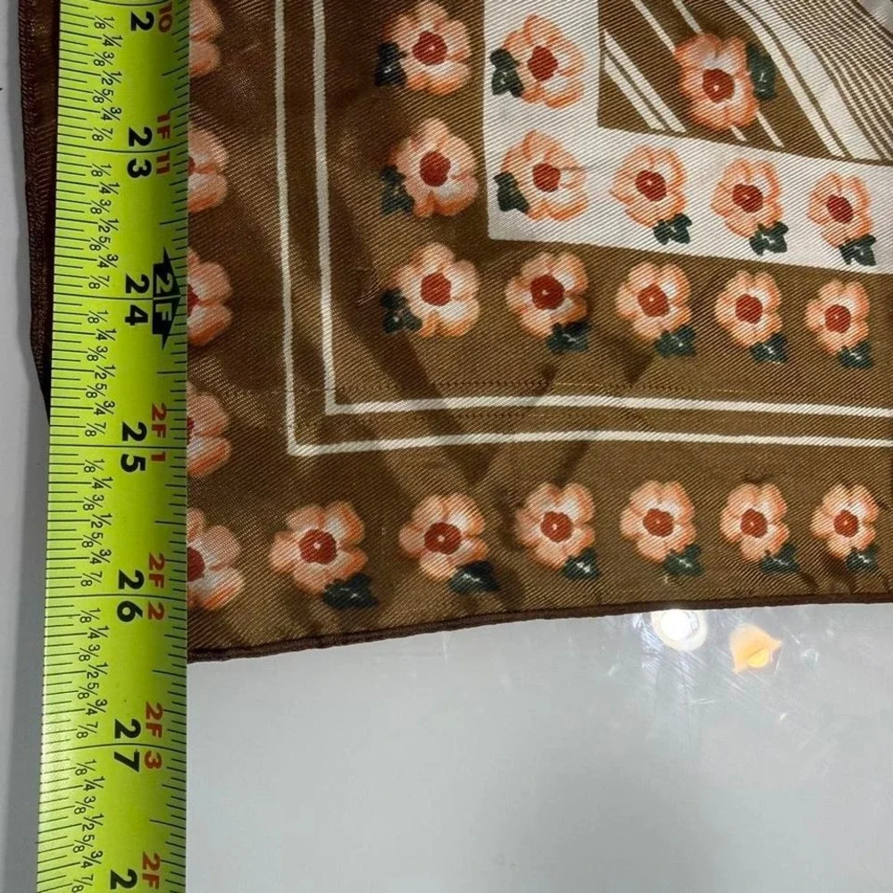 Brown floral silk scarf, possibly vintage